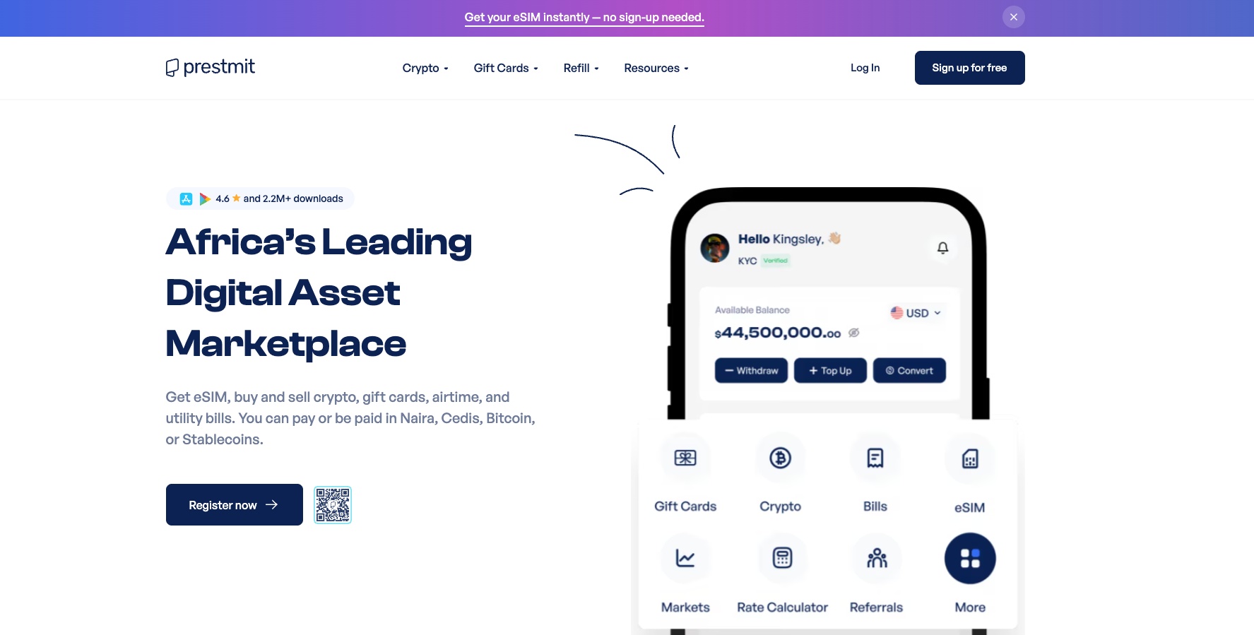 Prestmit (Best for Gift Cards + Crypto)