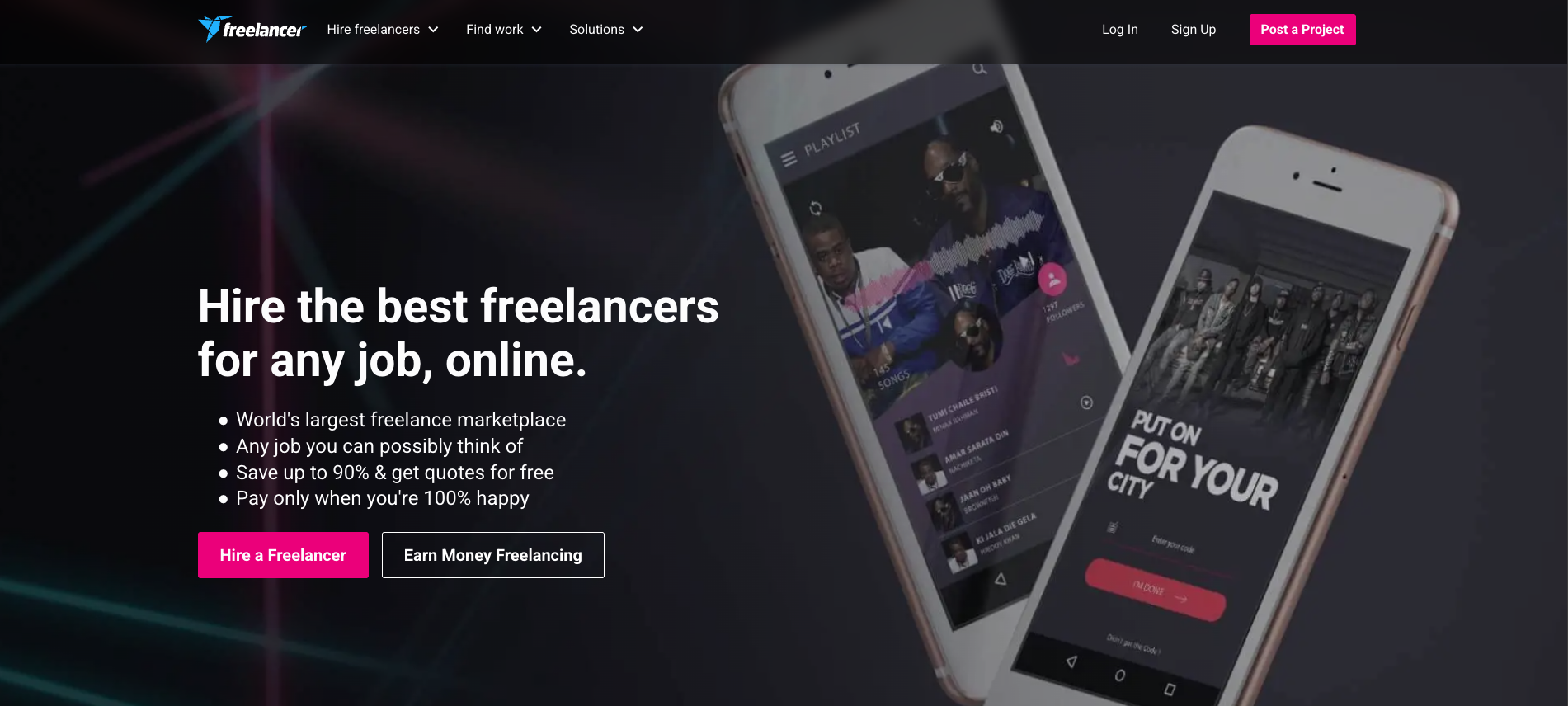 Freelancers website homepage
